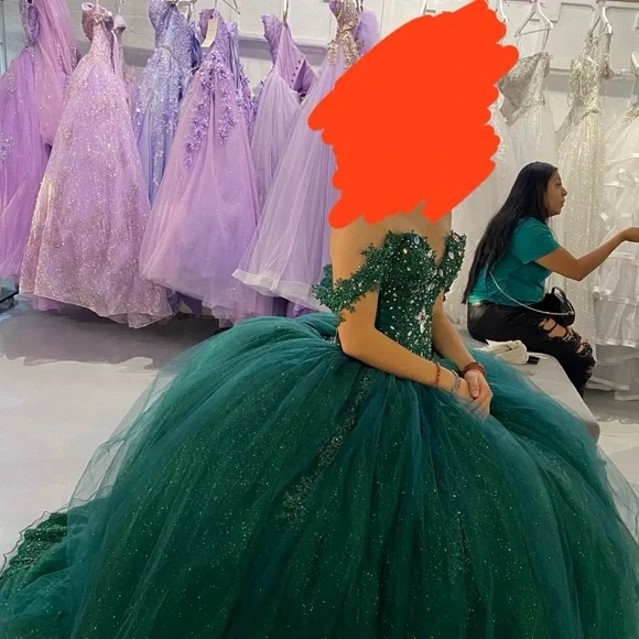 green emerald velvet dress Tina Holly Couture TE720 Peacock Emerald Green Satin Asymmetrical Stra main image 1